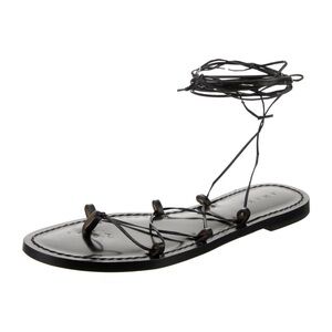 Amanu Black Lace-Up Leather Gladiator Sandals Size 40